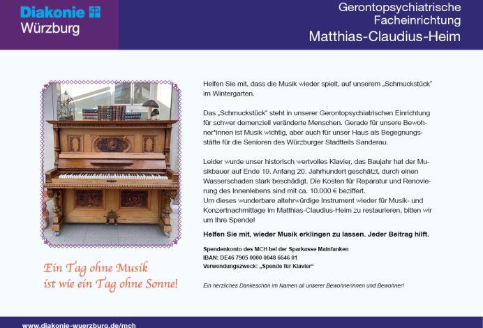 Spendenaufruf für Musik im MCH